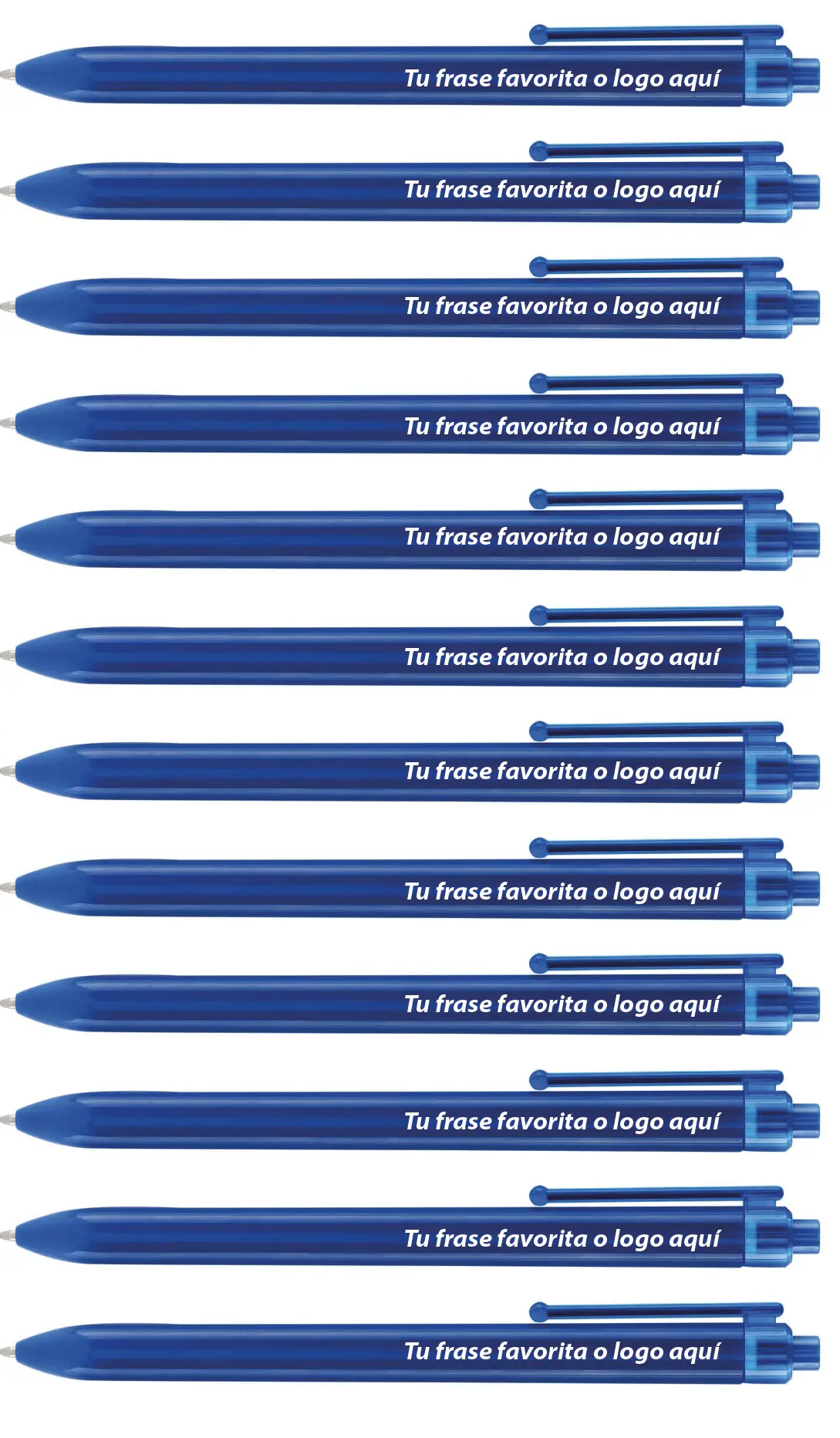 KIT TOCCO  - 12 BOLIGRAFOS PLASTICOS  - COLOR AZUL  - TINTA NEGRA