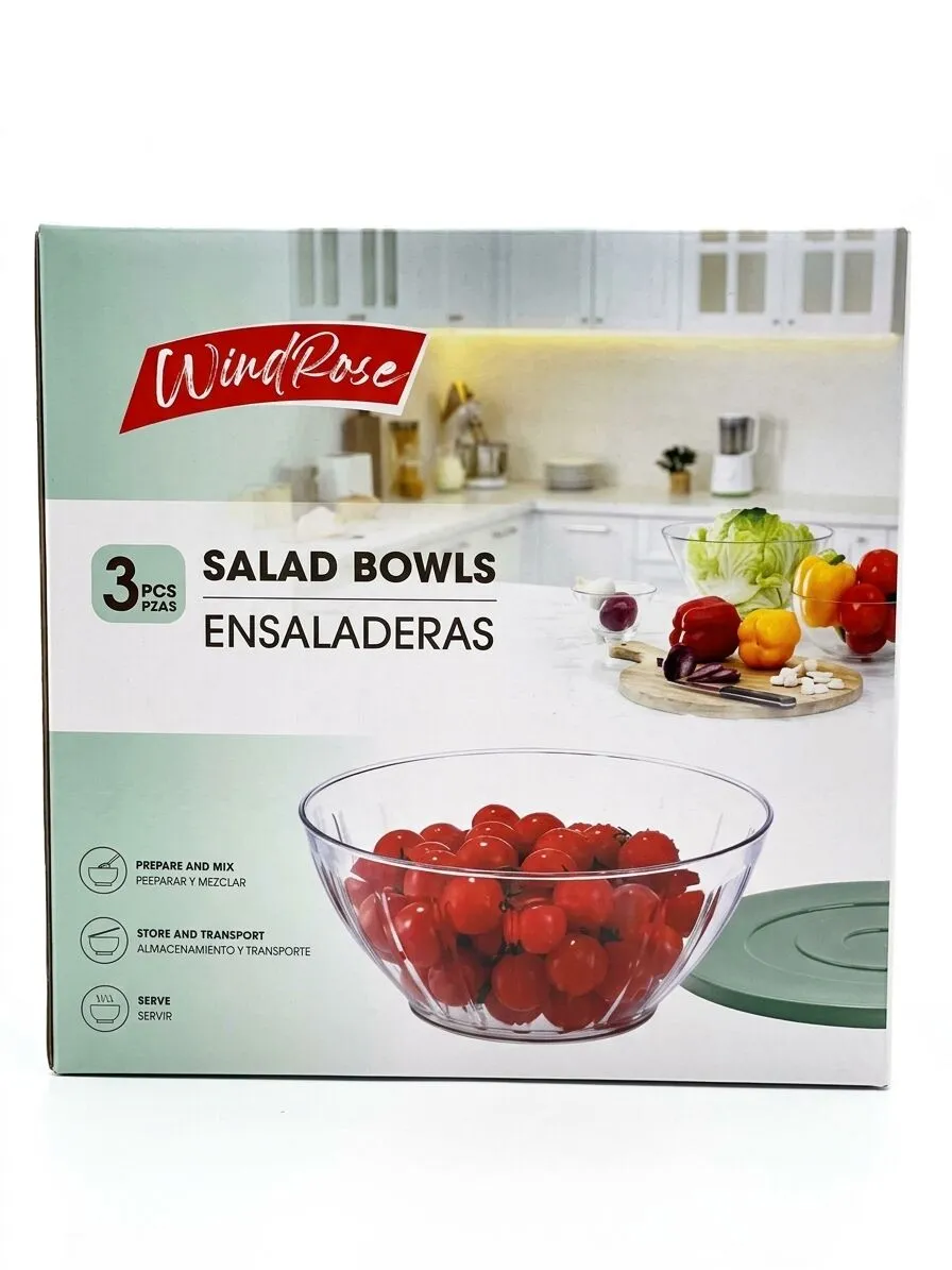 Ensaladeras Con Tapas 3 Piezas WIND ROSE 05556