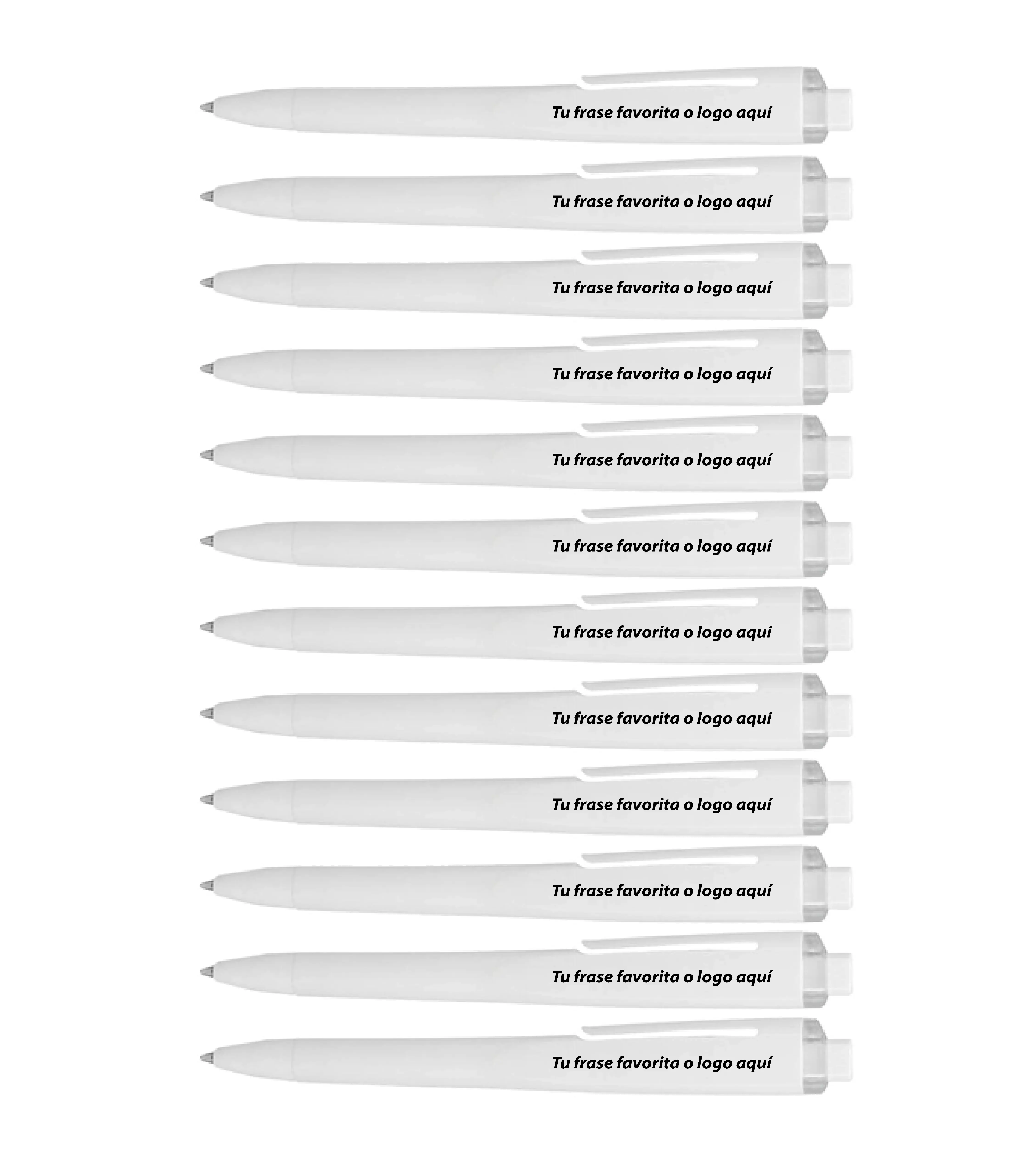 KIT CITADEL  - 12 BOLIGRAFOS PLASTICOS  - COLOR BLANCO - TINTA NEGRA