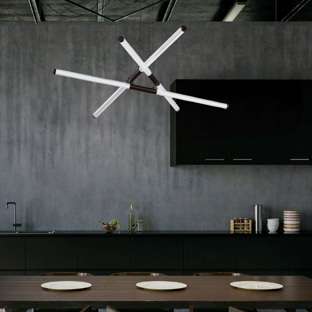 Lampara Colgante Led Barra Negro 30W Luz Amarilla