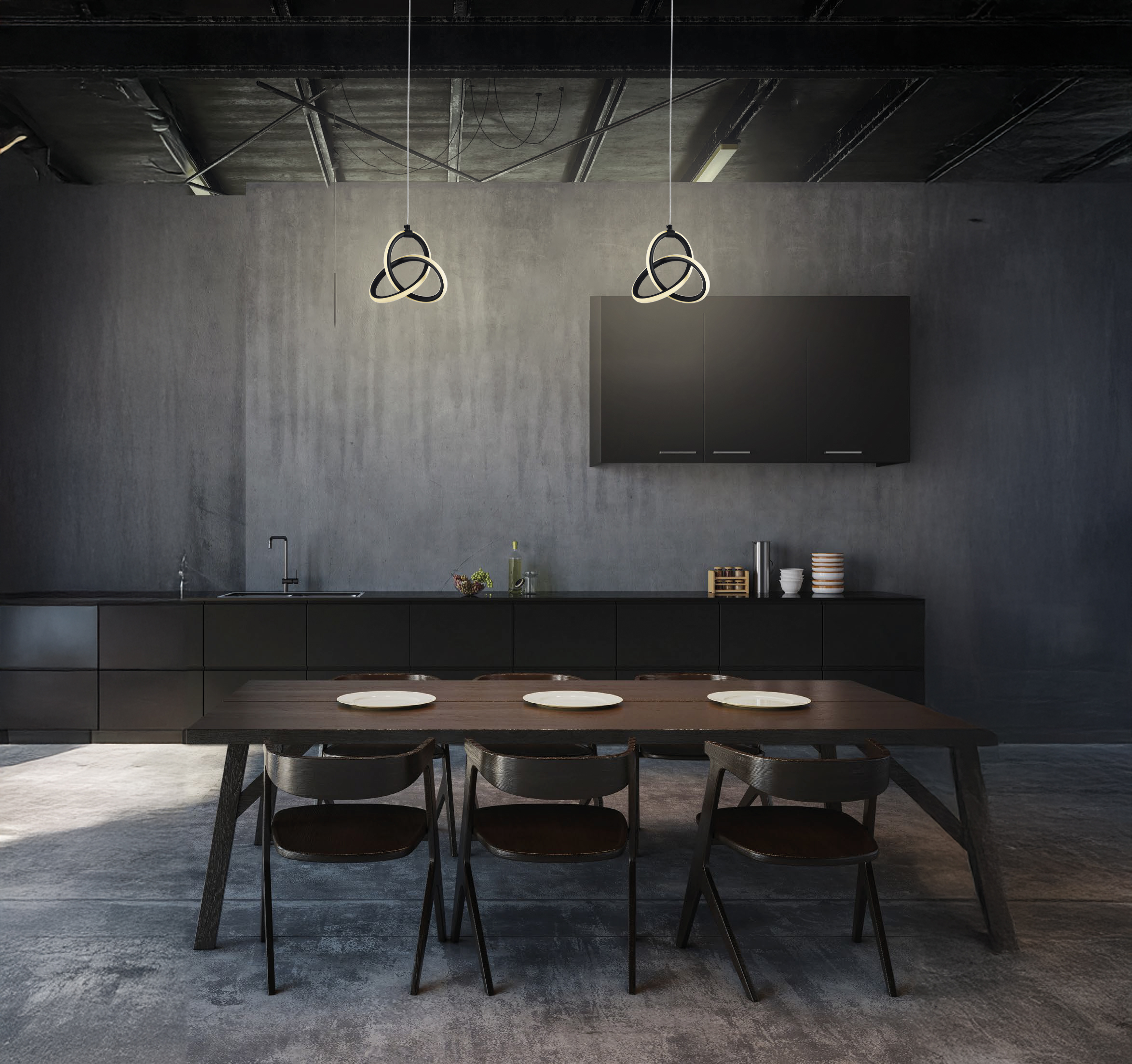 Lampara Colgante Led Anillo Acabado Negro 10W Luz Amarrilla