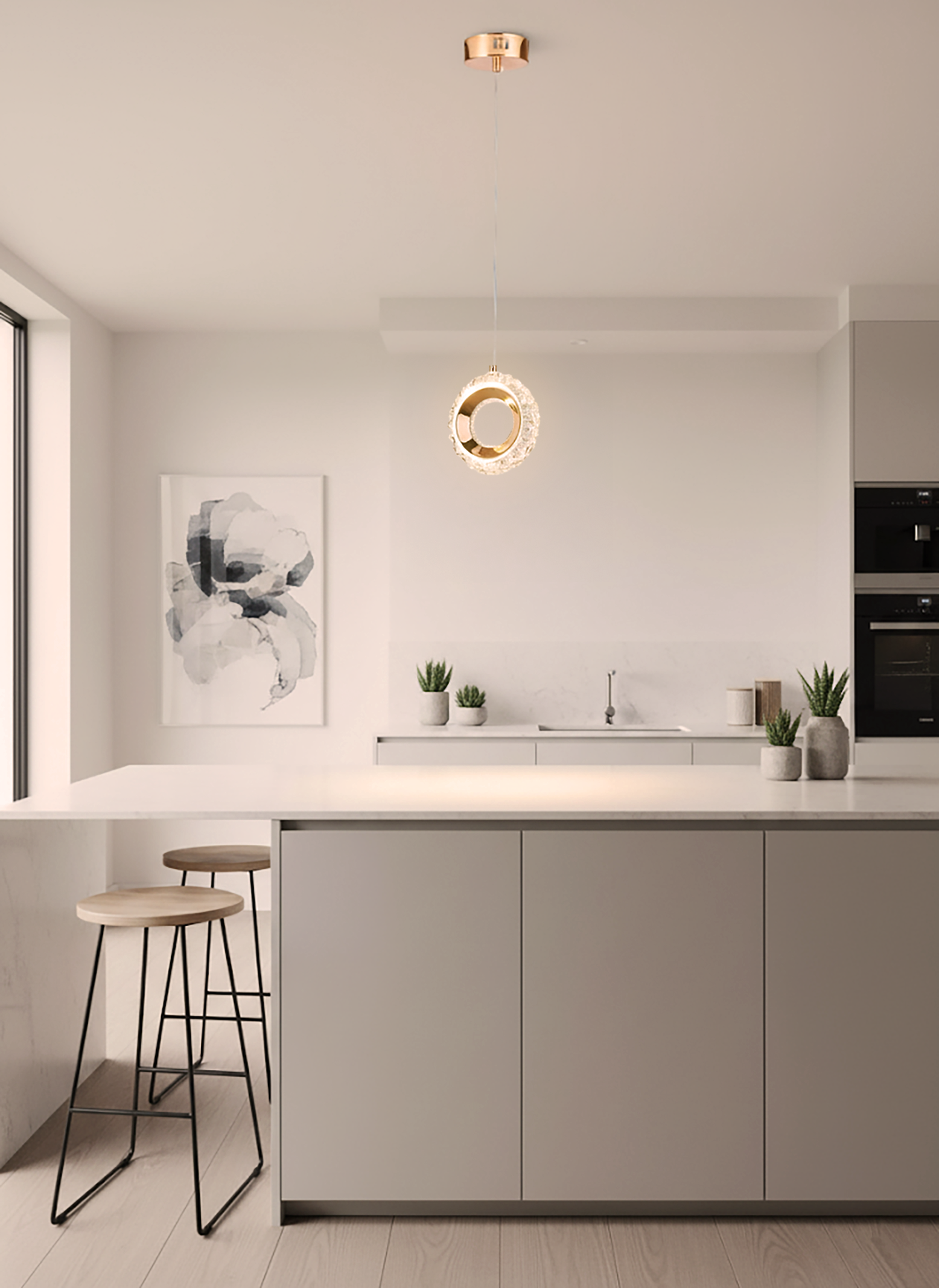 Lampara Colgando De Aro Dorada CCT Con Control Kasalight