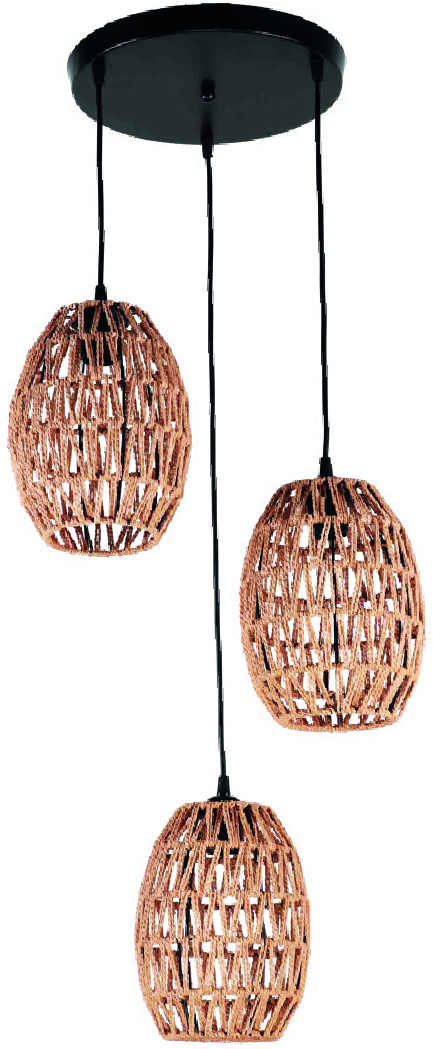 Lampara Colgante Negra MET&RATTAN 3XE27 KASALIGHT