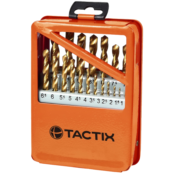 Juego de Brocas de Titanio para Metal 19 Piezas TACTIX 410485