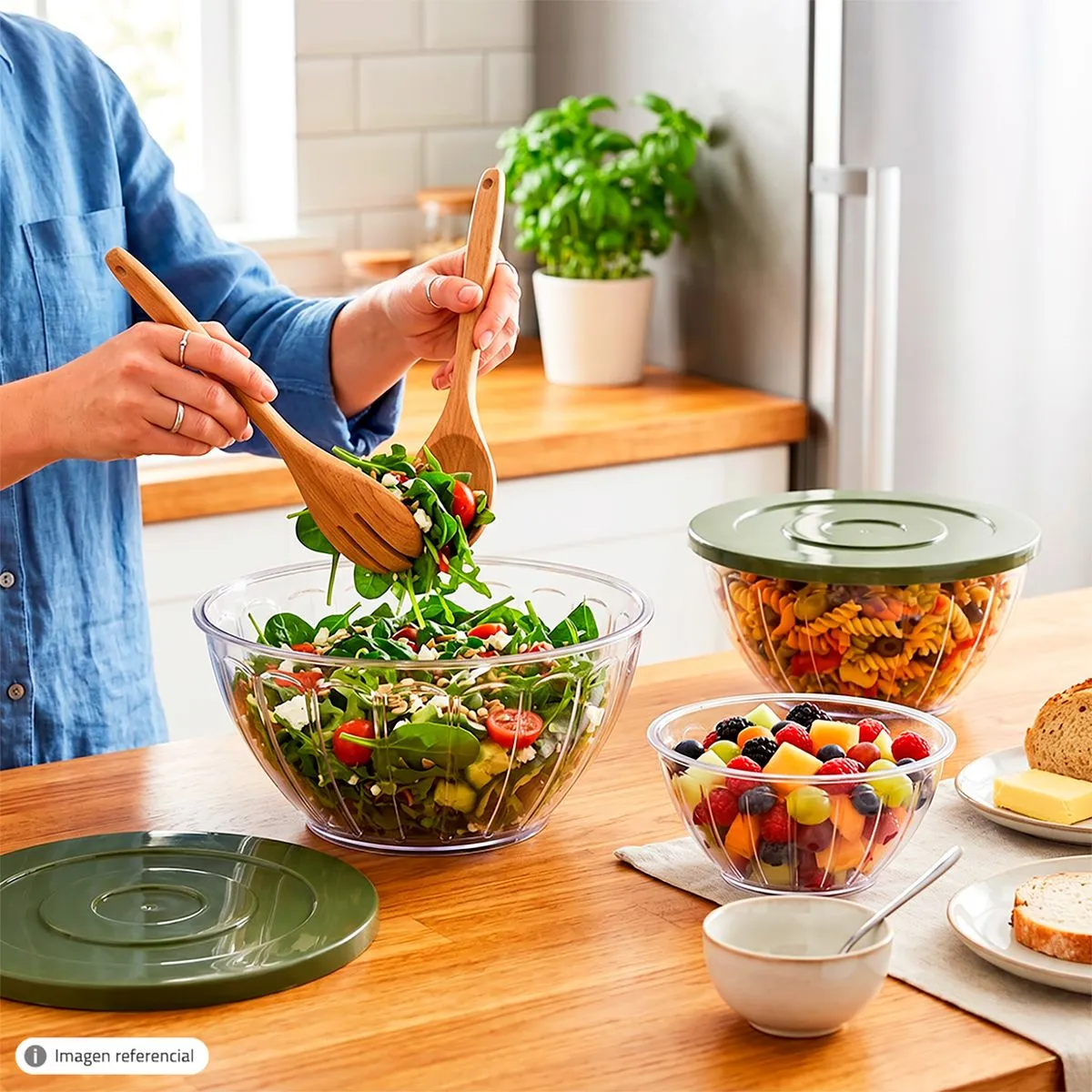 Ensaladeras Con Tapas 3 Piezas WIND ROSE 05556