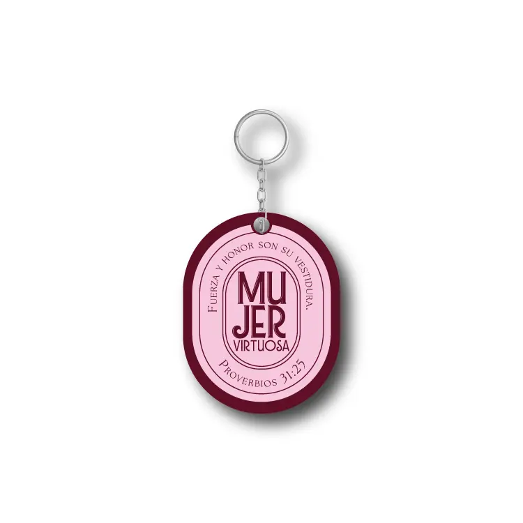 Llavero Rosado de acrilico — Mujer Virtuosa 