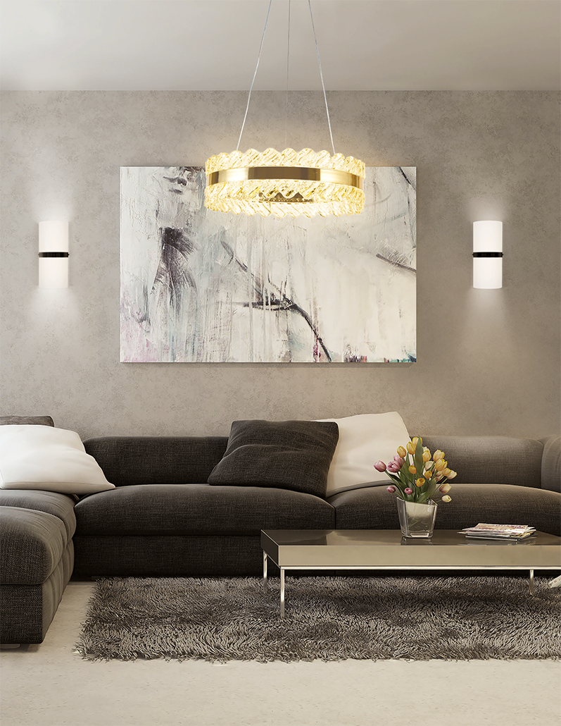 Lampara Colgante Dorada Acrilico CCT Con Control KASALIGHT