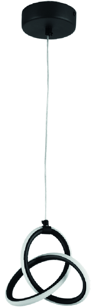 Lampara Colgante Led Anillo Acabado Negro 10W Luz Amarrilla