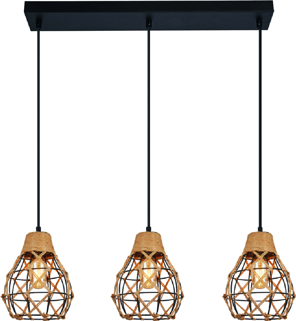 Lampara Colgante Negra 3XE27 KASALIGHT