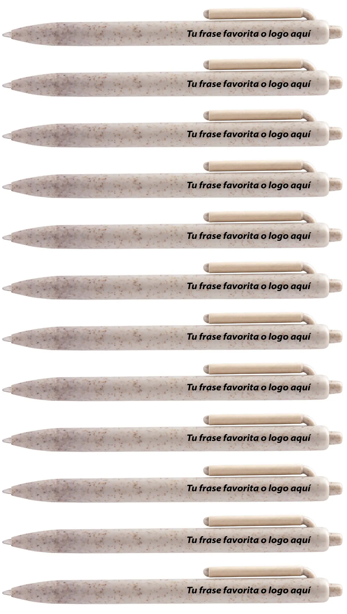 KIT ECO - 12 BOLIGRAFOS ECOLOGICOS - COLOR BEIGE  - TINTA AZUL