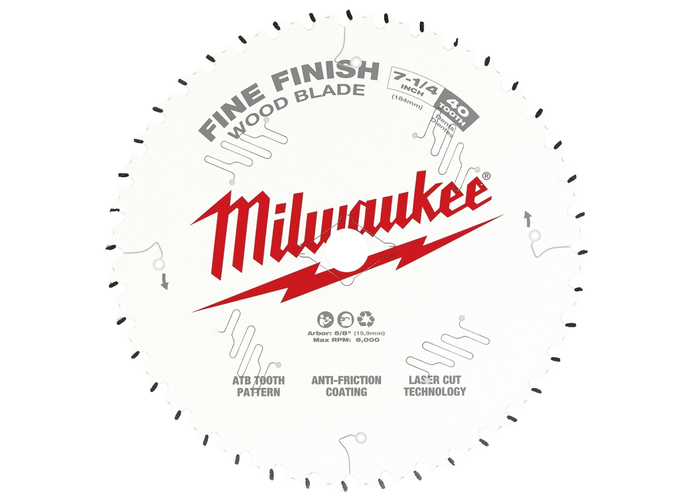 Disco para Sierra Circular 40D 7-1/4'' MILWAUKEE 48-41-0726