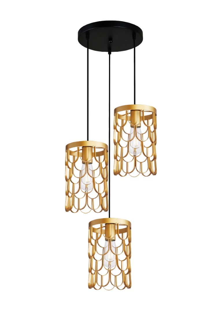 Lampara Colgante Dorada 3XE27 KASALIGTH