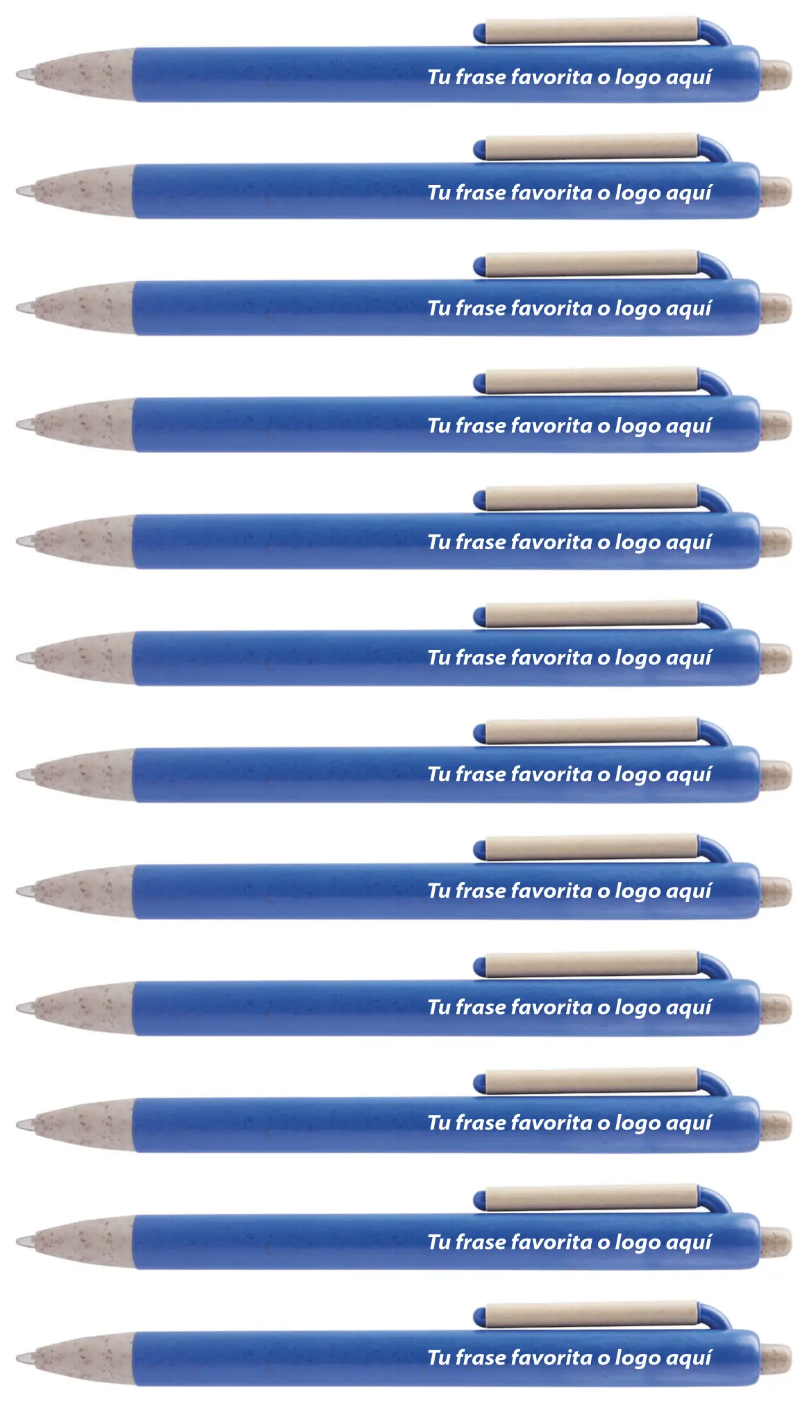 KIT ECO - 12 BOLIGRAFOS ECOLOGICOS - COLOR AZUL  - TINTA AZUL