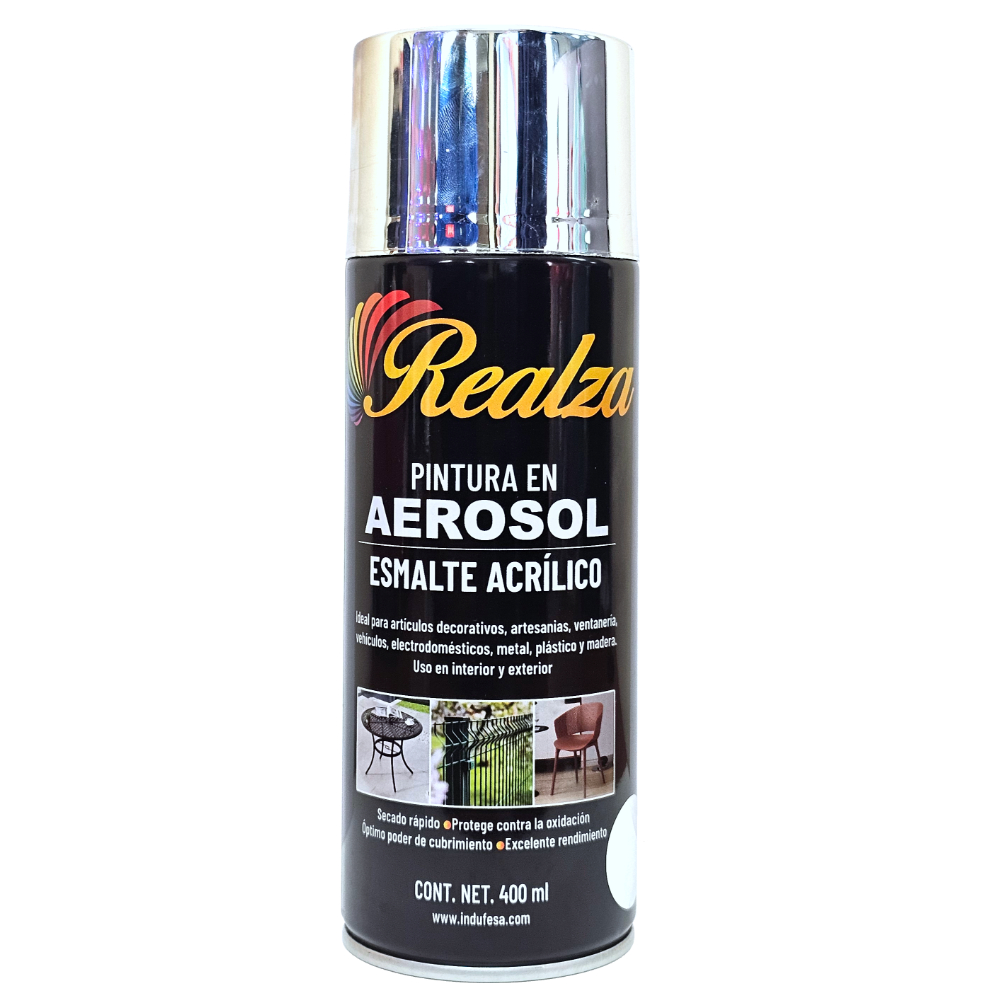 Pintura Spray Cromo 318 Brillante REALZA 