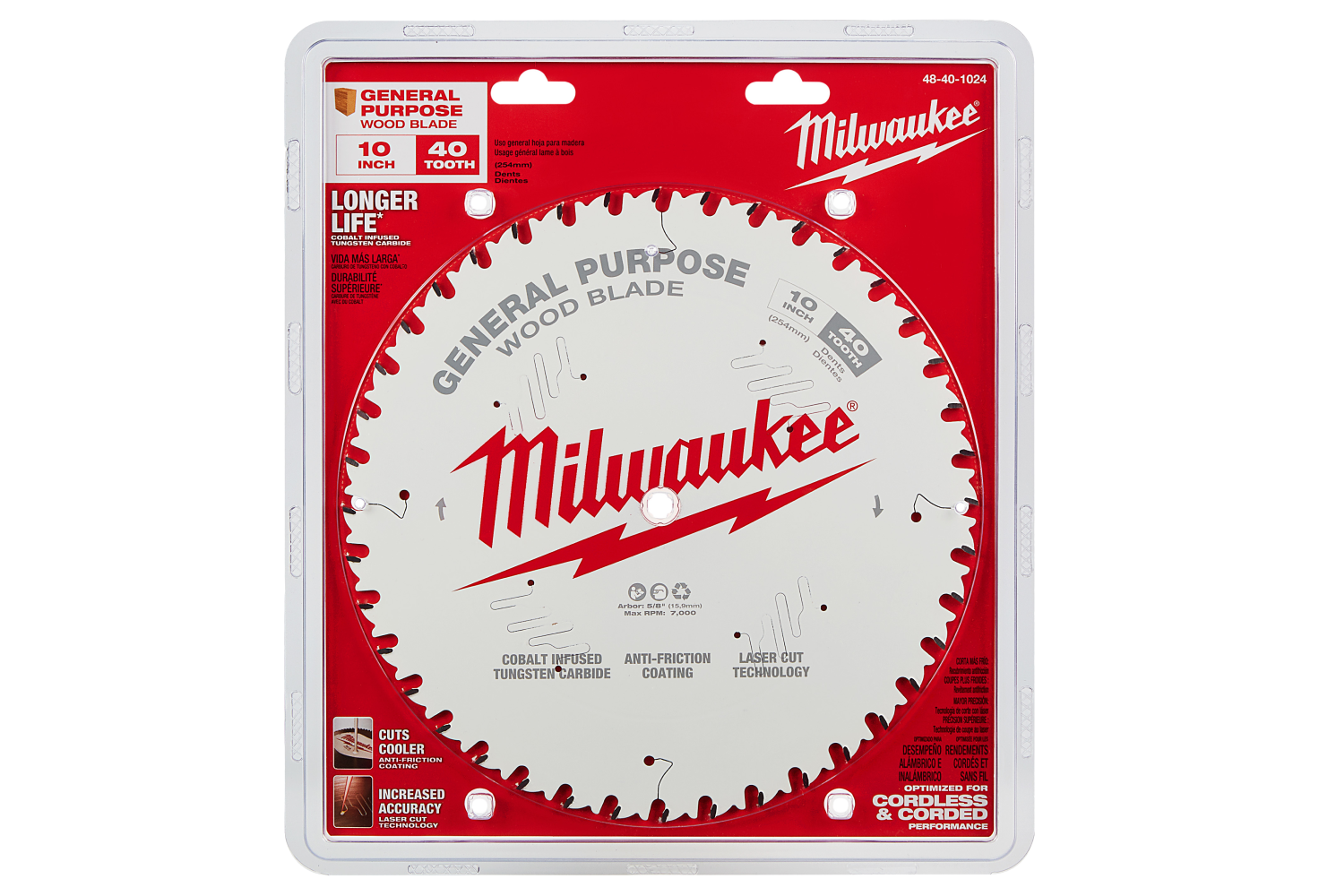 Disco para Sierra Circular 10'' 40D MILWAUKEE 48-40-1024