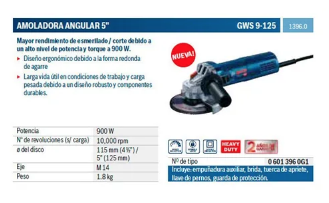 Mini Esmeril 900W 5/8" BOSCH GWS 9-125 -media-57527