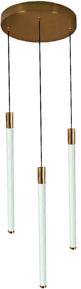 Lampara Colgante Barra Dorada 3 Piezas 8W Luz Amarilla