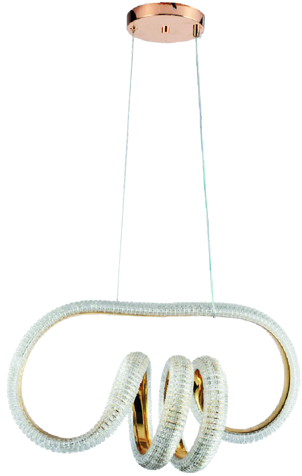 Lampara Colgante De Espiral Dorada 55W CC Con Control