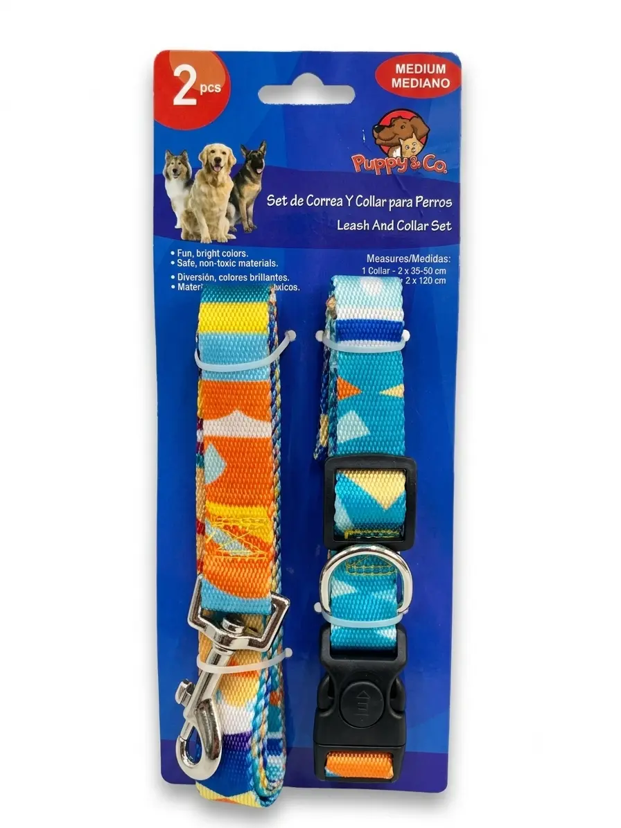 Correa + Collar Para Mascotas 2 Piezas