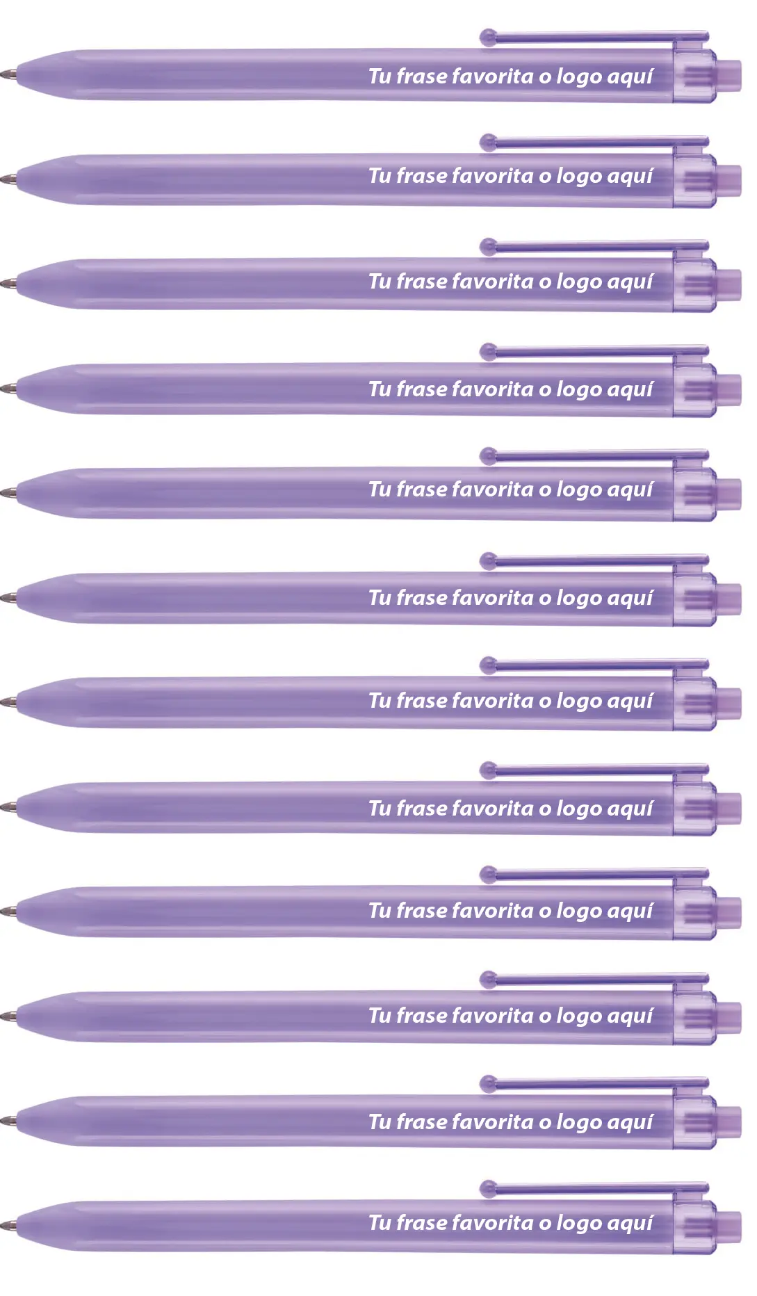 KIT TOCCO  - 12 BOLIGRAFOS PLASTICOS  - COLOR LILA  - TINTA NEGRA