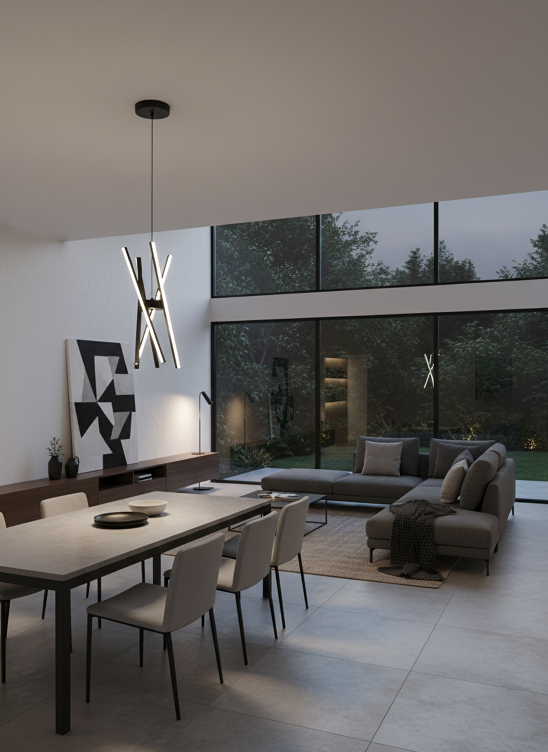 Lampara Colgante Negra Aluminio & Acrilico CCT Con Control