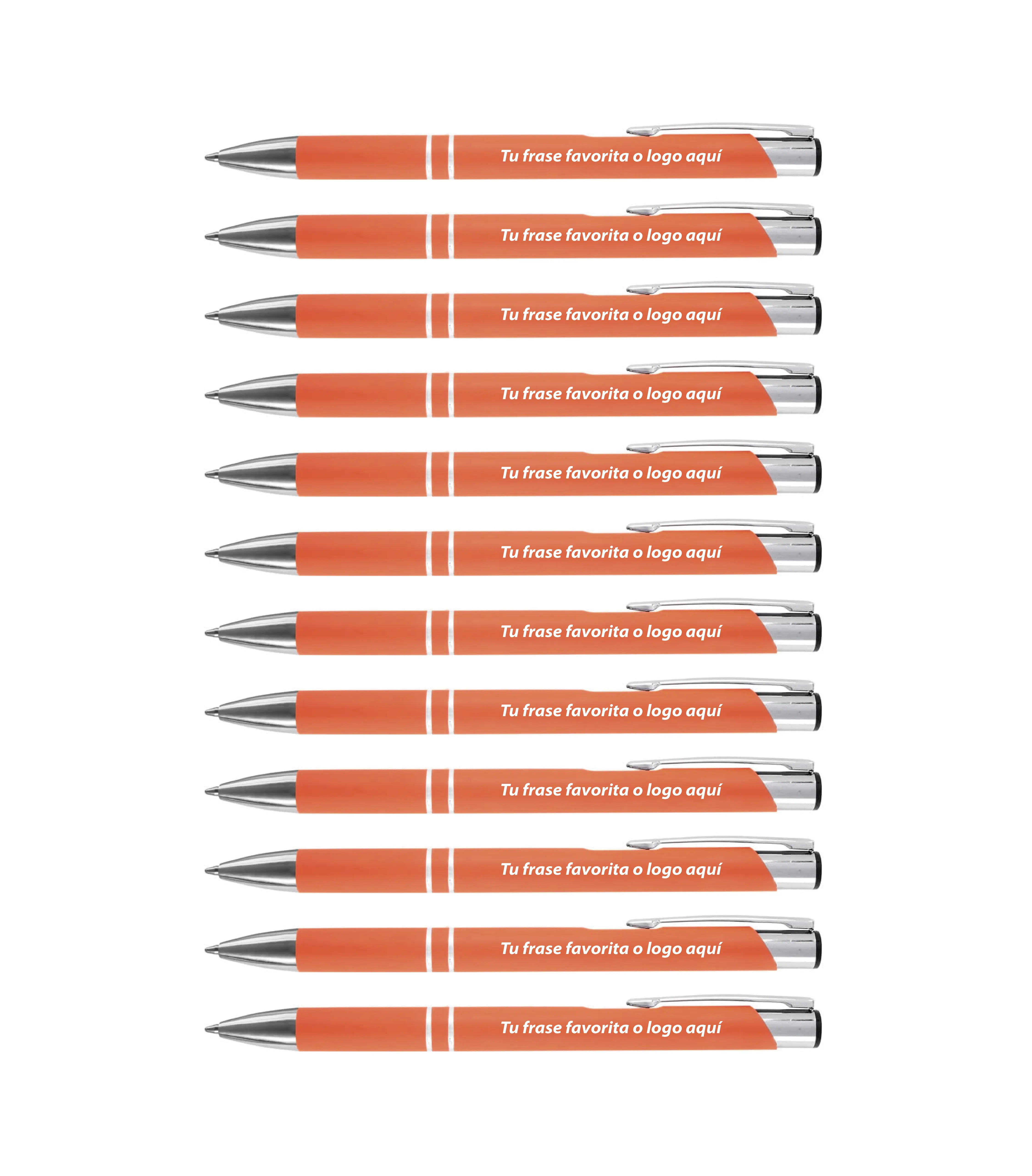 KIT AROS - 12 BOLIGRAFOS METALICOS - COLOR NARANJA  - TINTA NEGRA