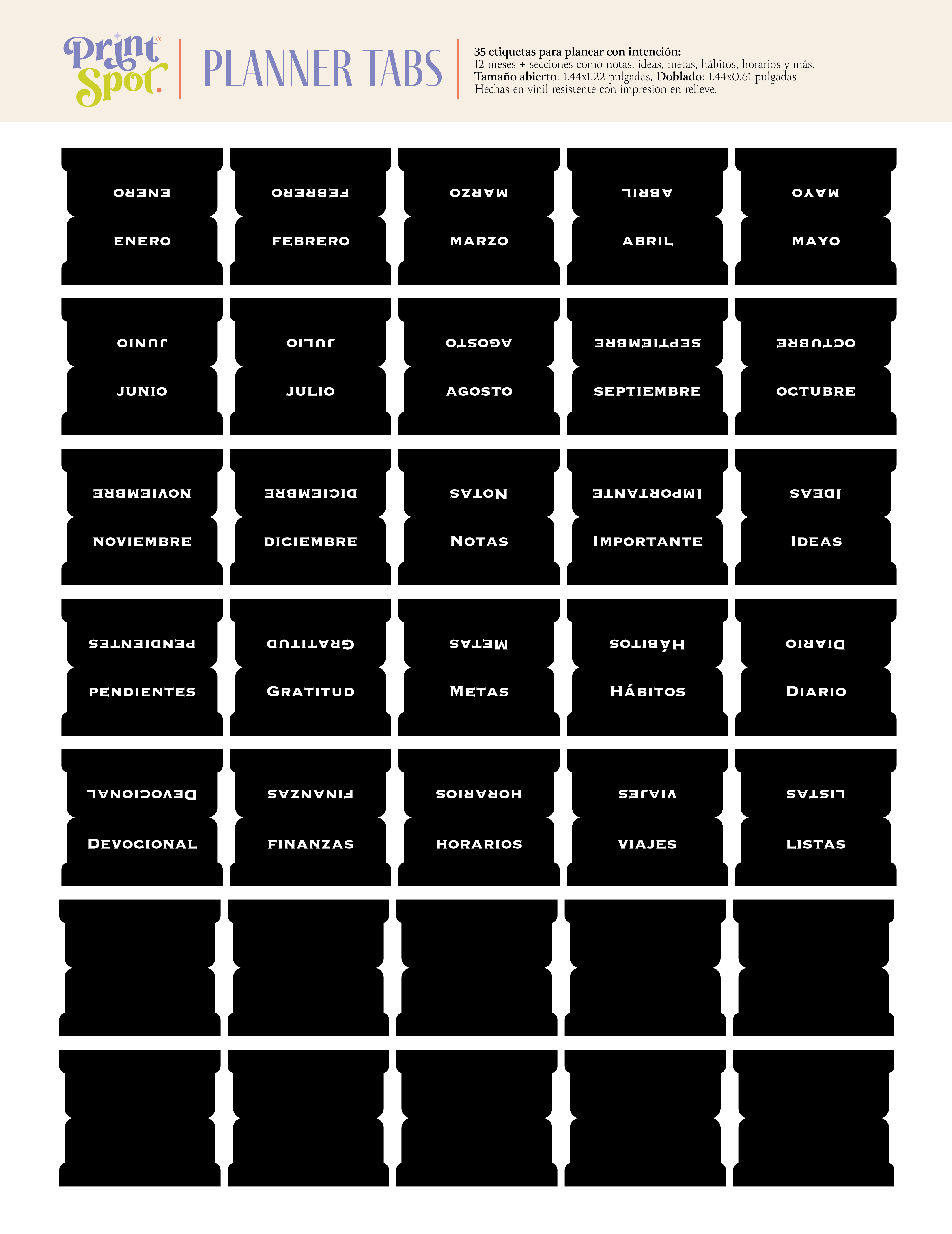 Etiquetas para Planner - Negro