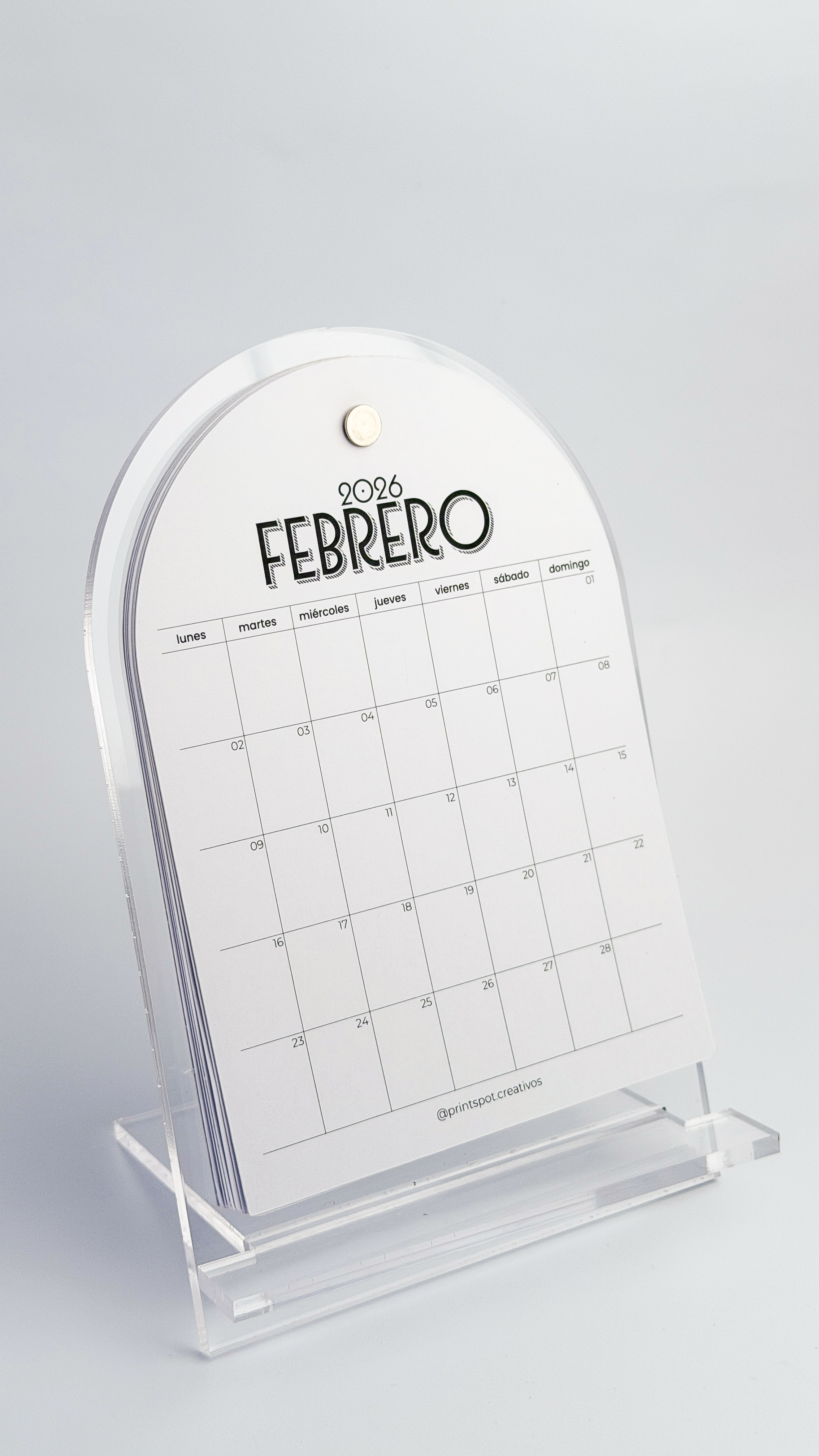 Calendario de escritorio decorativo 2026 con soporte de acrílico transparente