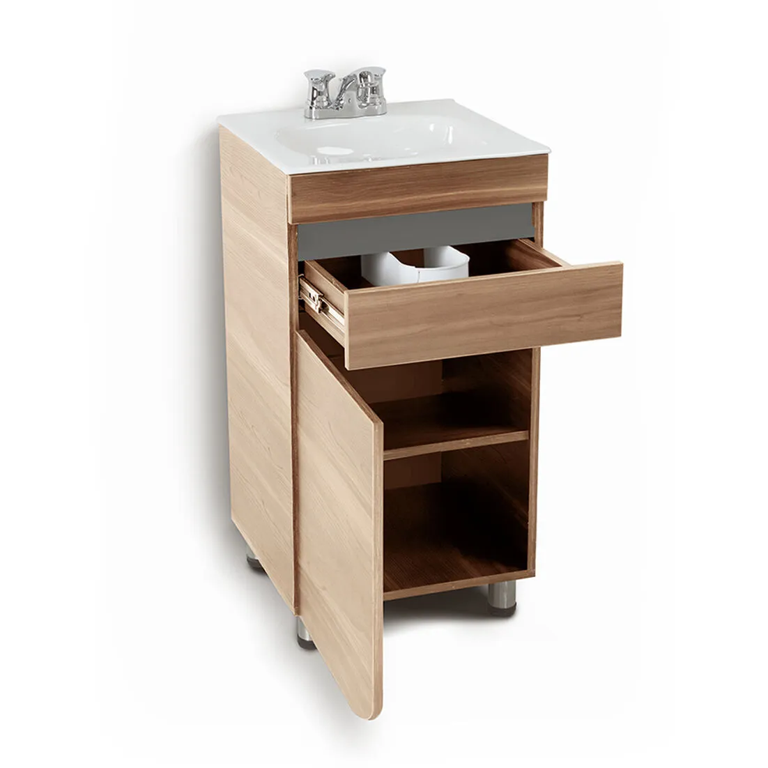 Mueble Con Lavamanos Aluvia 45 CM Blanco Con Accesorios I.S CORONA