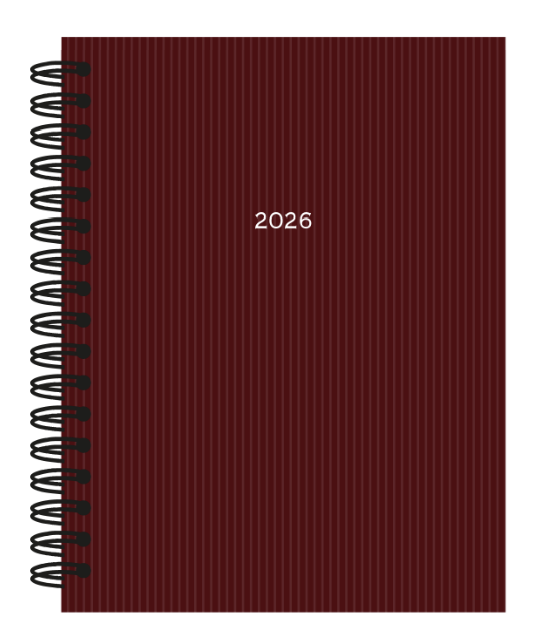 Agenda diaria fechada color borgoña — 1 página por día 